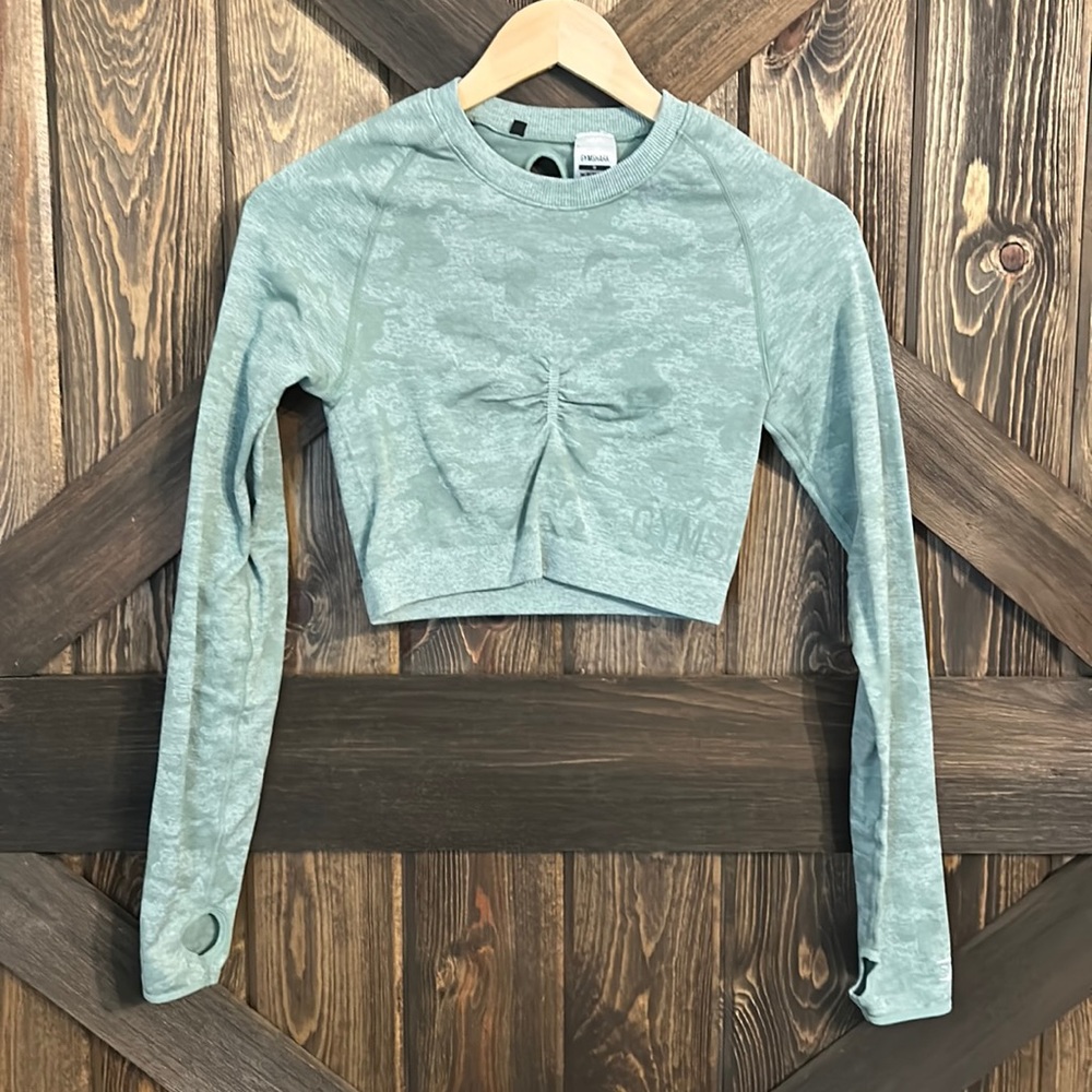 Gymshark Light Green Long Sleeve Crop Top